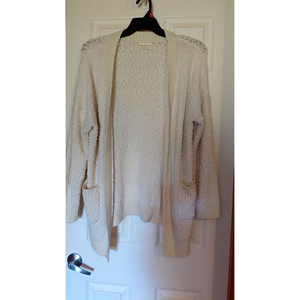 Bobbie Brooks Women's White Solid Knit Open Front Cardigan Sweater w/ Pockets M